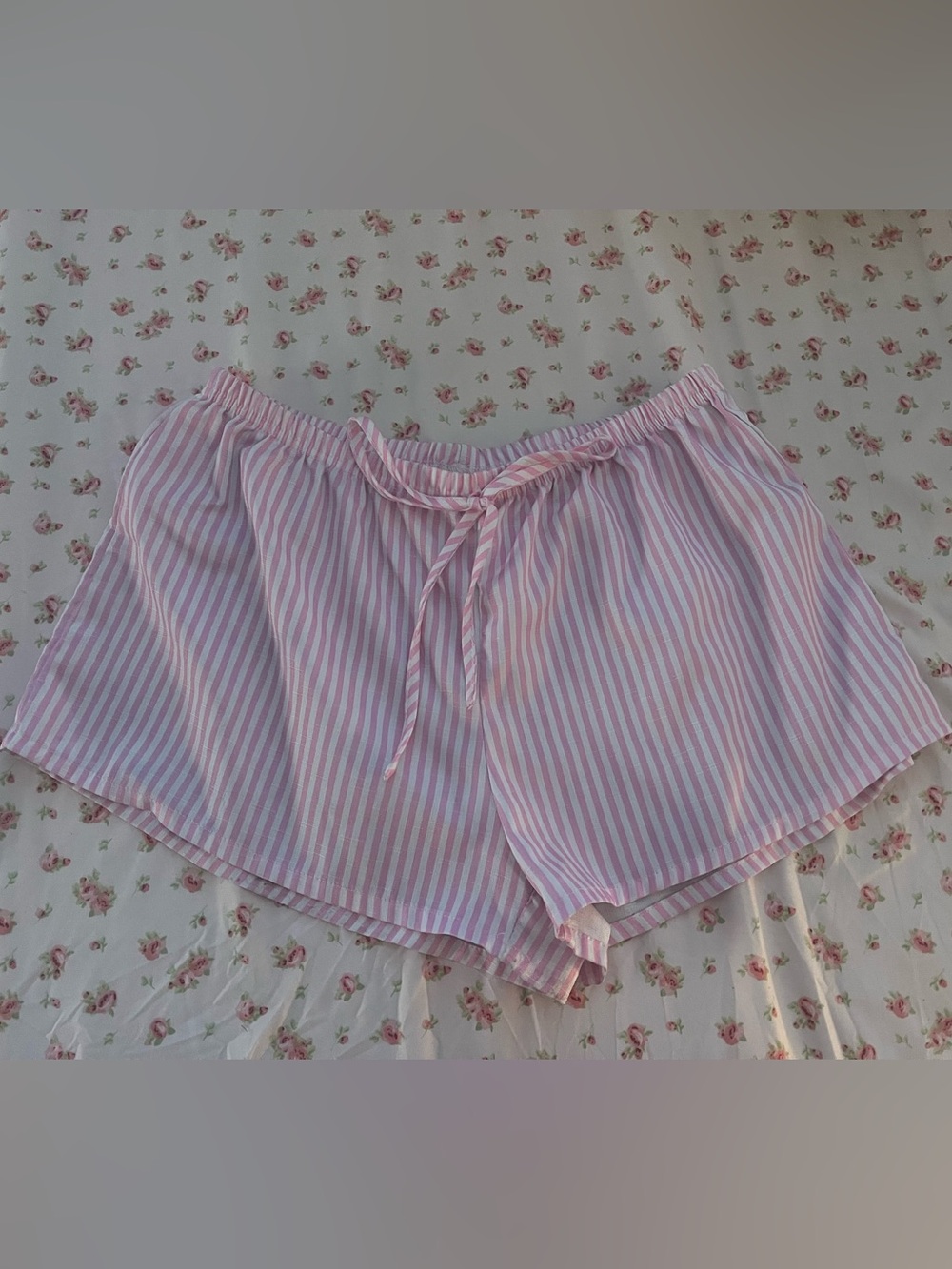 Pink & White Striped Shorts